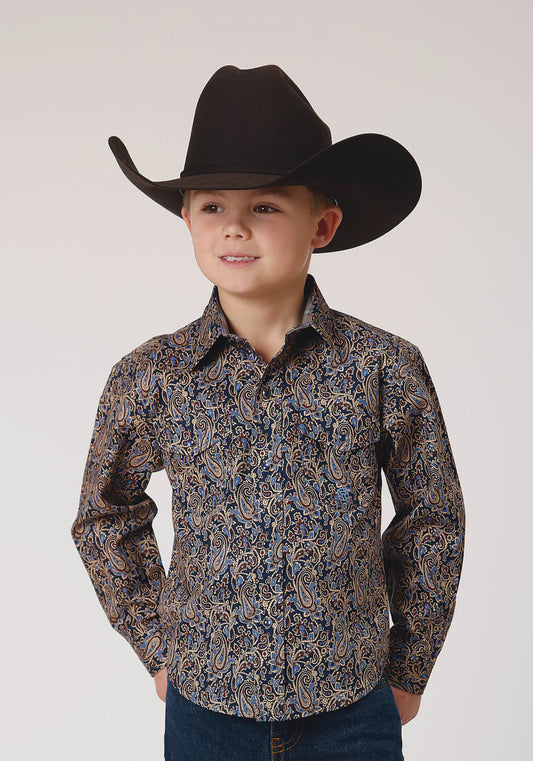 03-030-0225-1005 BU | ROPER BOYS PAISLEY L/S BUTTON UP