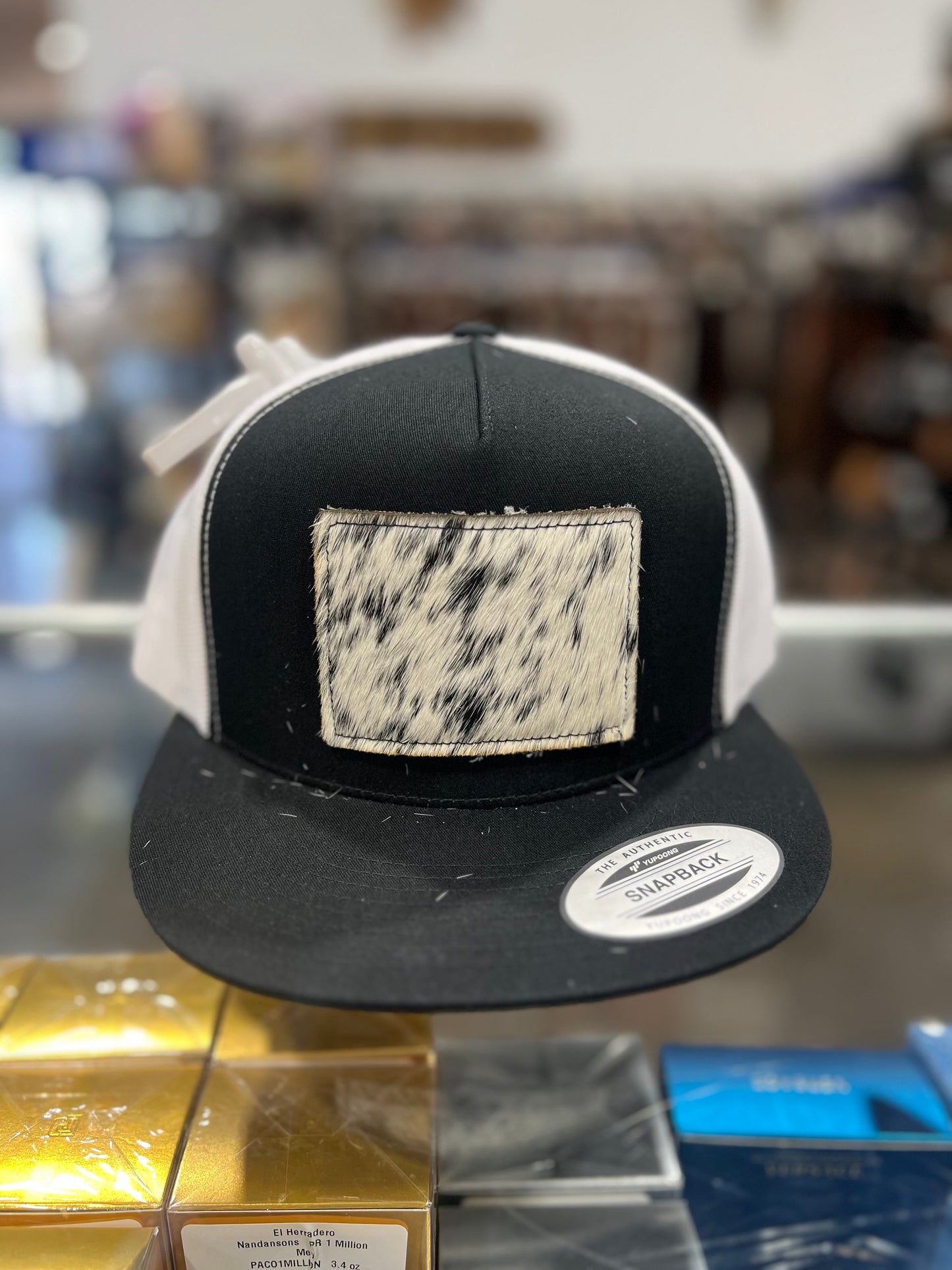 *NEW Cowhide Patch Caps
