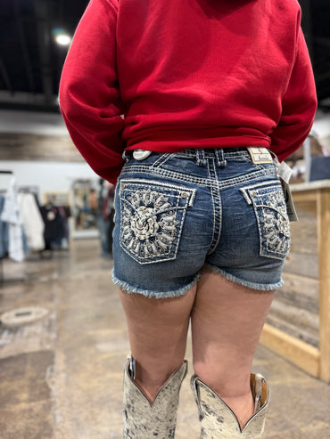 A1131-S | ANSWER ME WOMEN'S DARK DENIM SHORTS