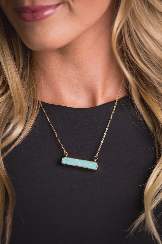 N547BG | WEST & CO DAINTY GOLD NECKLACE WITH TURQUOISE BAR
