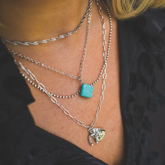 COMES WITH POUCH- WC-N1524WG | WEST&CO 18K GOLD PLATED LAYERED CHAIN WITH WESTERN CHARMS