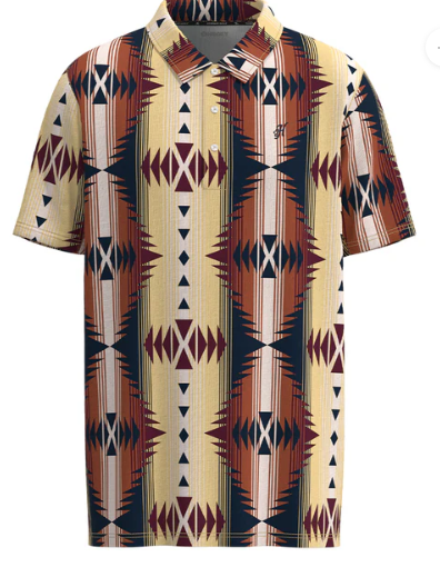 HP034TNAZ | HOOEY MEN'S THE WEEKENDER TAN/RED/NAVY AZTEC POLO