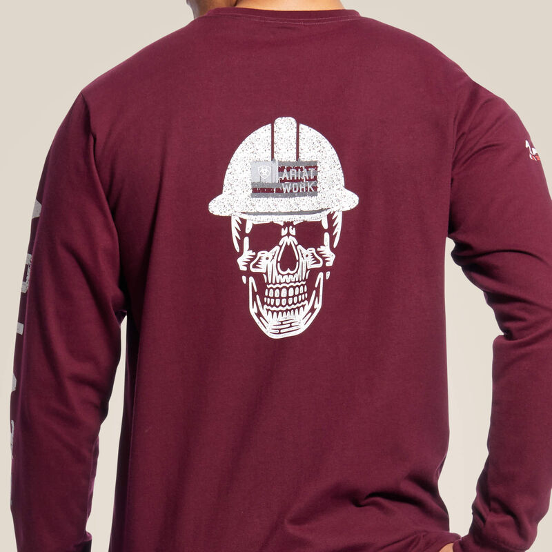 10026435 | ARIAT MENS MALBEC FR ROUGHNECK SKULL LOGO LS TEE