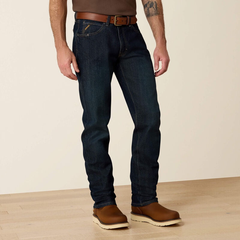 10027734 | ARIAT MEN'S REBAR M4 RELAXED DURASTRETCH BASIC STACKABLE STRAIGHT LEG JEAN - BLACKSTONE