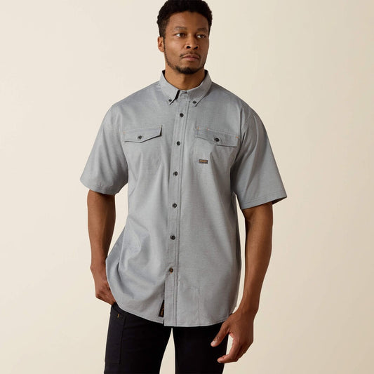 10031024 | ARIAT MENS REBAR MADE TOUGH VENTTEK DURASTRETCH SS WORK SHIRT - CHARCOAL HEATHER
