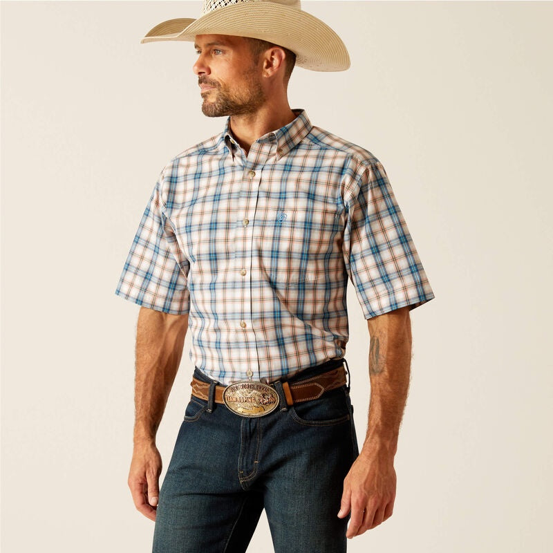 10051517 | ARIAT MEN'S BLUE PRO ROWDY CLASSIC FIT SS SHIRT