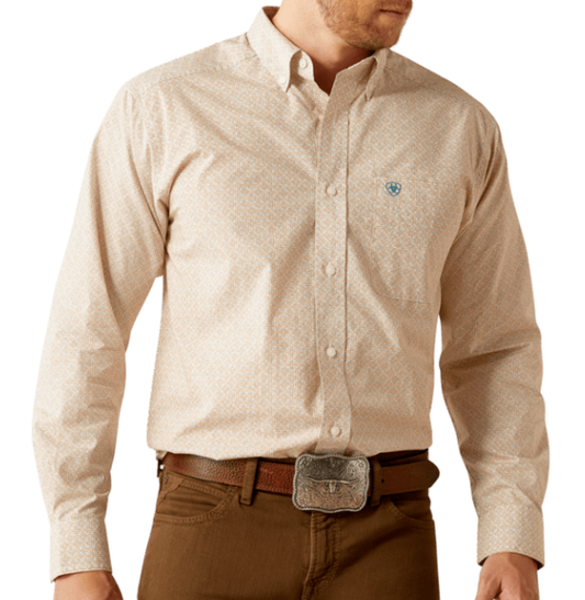 10054699 | ARIAT MEN'S LIGHT BROWN JOHNNY CLASSIC FIT LS SHIRT