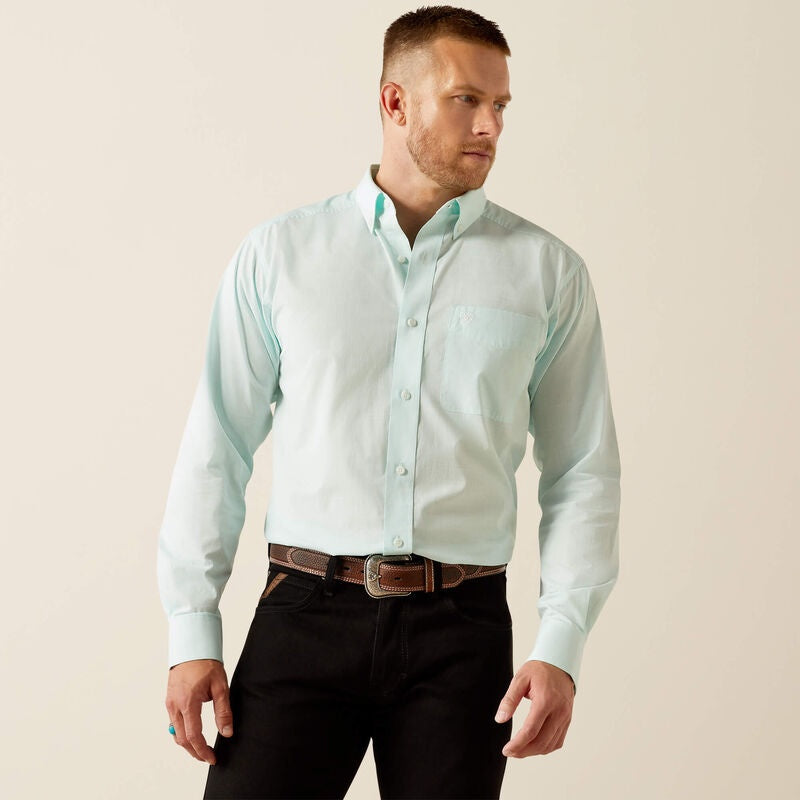 10055116 | ARIAT MEN'S MINT SOLID SLUB CLASSIC FIT LS SHIRT