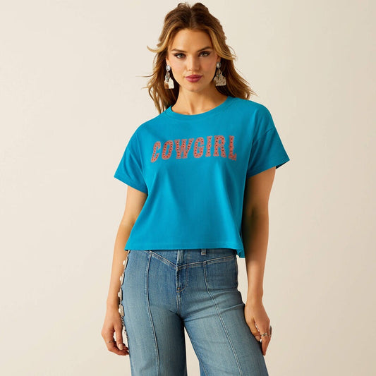 10058774 | ARIAT WOMEN'S ENAMEL BLUE TEE S/S