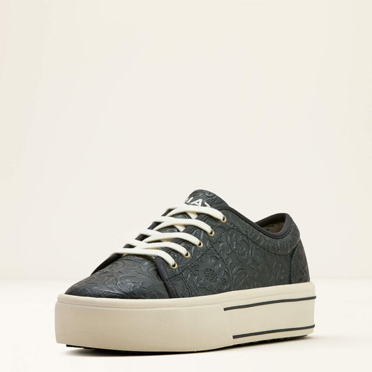 10061288 |ARAIT WOMEN'S SKYLAR CASUAL SHOE -BLACK FLORAL EMBOSSED