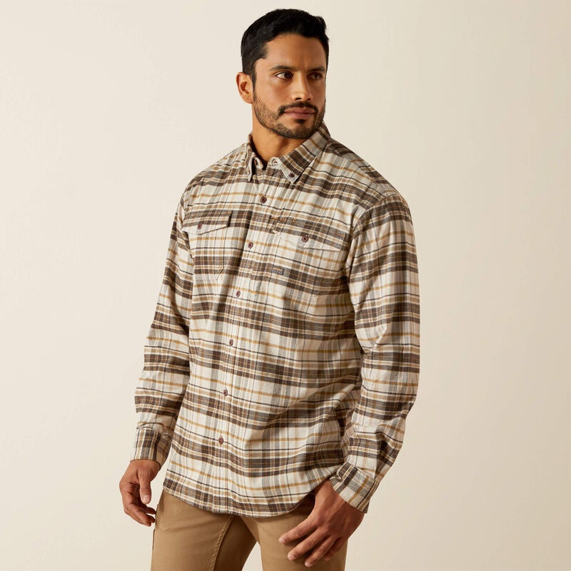 10062523 | ARIAT MEN'S REBAR FLANNEL DURASTRETCH LS WORK SHIRT - SILVER LINING