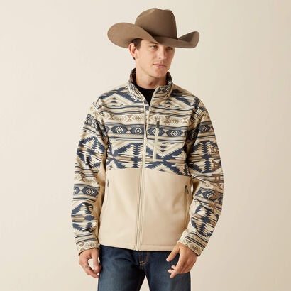 10062581 | ARIAT MEN'S LOGO SOFTSHELL JACKET - WHITE PEPPER SOUTHWEST
