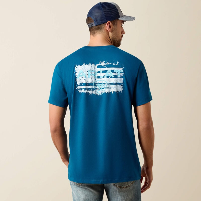 10062952 | ARIAT MEN'S LIQUID STAMP FLAG CLASSIC FIT S/S T-SHIRT - SAILOR BLUE