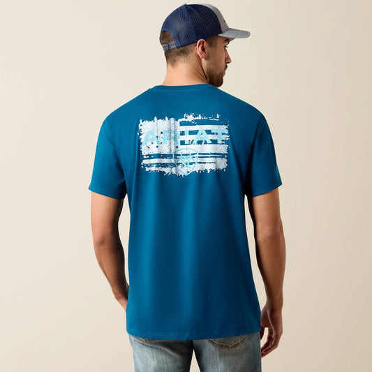 10062952 | ARIAT MEN'S LIQUID STAMP FLAG CLASSIC FIT S/S T-SHIRT - SAILOR BLUE