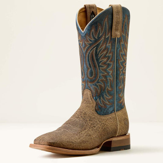 10063779 | ARIAT MENS GOLD POINT EARTH BROWN BISON/ROYAL BLUE BOOT