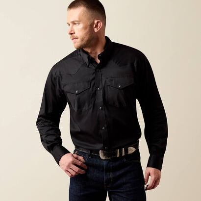 10071237 ARIAT MEN'S LIGHTWEIGHT TWILL BLACK L/S SNAP SHIRT