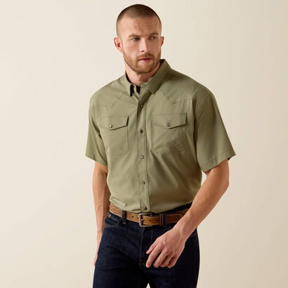 10071257 | ARIAT MEN'S WESTERN VENTTEK CLASSIC FIT S/S SNAP SHIRT - DEEP LICHEN GREEN