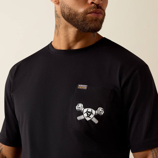 10071368 | ARIAT MEN'S REBAR COTTON STRONG BOLR KULL BLACK MEN'S S/S T-SHIRT