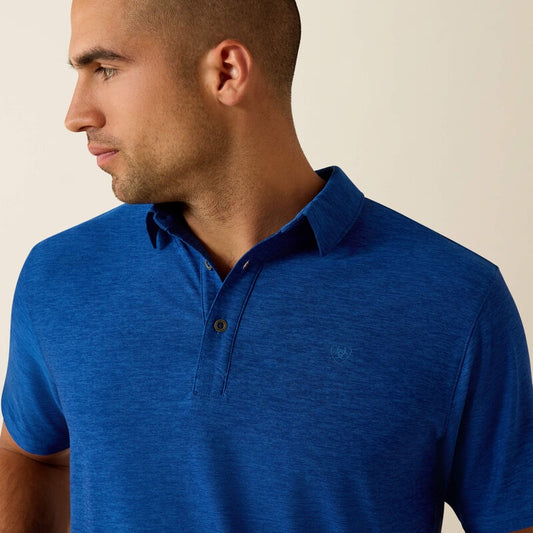 10071491 | ARIAT MEN'S CHARGER 2.0 FITTED POLO - BLUE QUARTZ