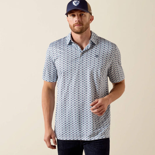 10071493 | ARIAT MEN'S WHITE SOUTHWEST PRINT POLO