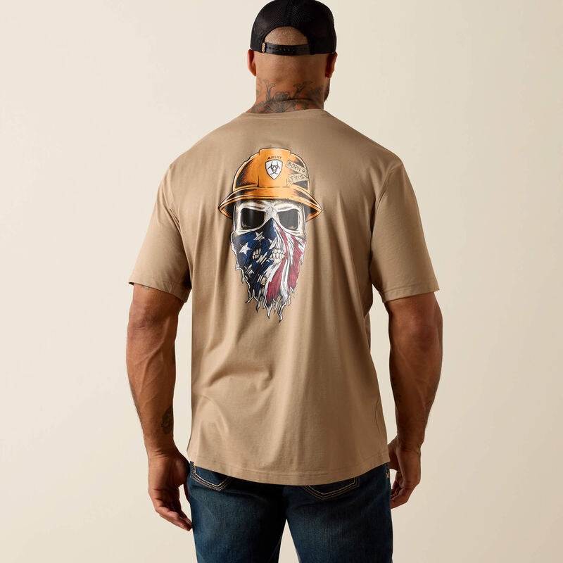 10071506 | ARIAT MENS GREIGE REBAR WORKMAN BORN SS TEE
