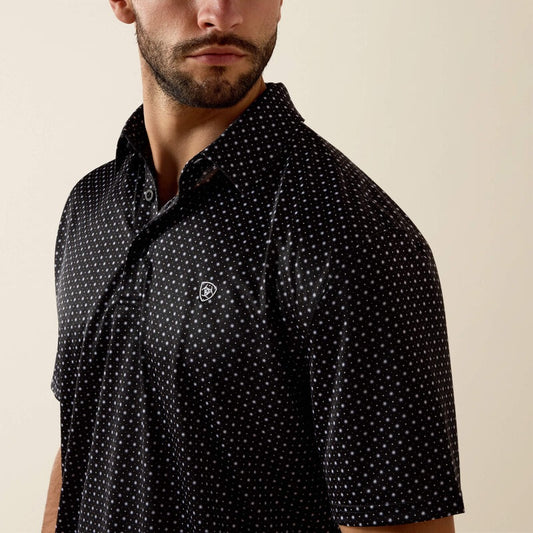 10073472 | ARIAT MEN'S BLACK MINI STAR PRINT POLO