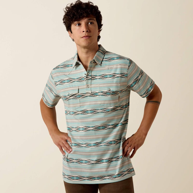 10073501 | ARIAT MEN'S RETRO WESTERN SNAP POLO - MOONBEAM