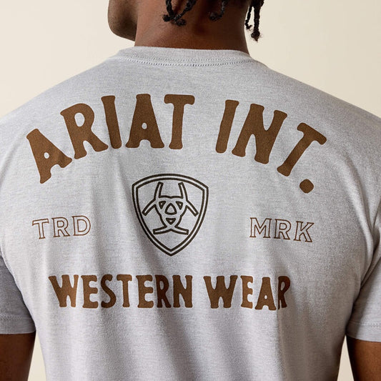 10073960 | ARIAT MENS PEWTER OUTLINE SHOP SS TEE
