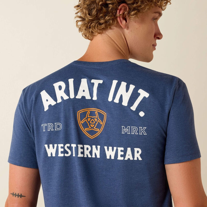 10073961 | ARIAT MEN’S OUTLINE SHOP NAVY HEATHER S/S SHIRT