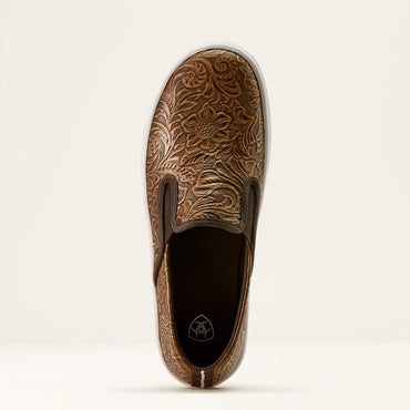 10074362 | ARIAT WOMEN'S SKYLAR SLIP ON CASUAL SHOE - BROWN FLORAL EMBOSSESD