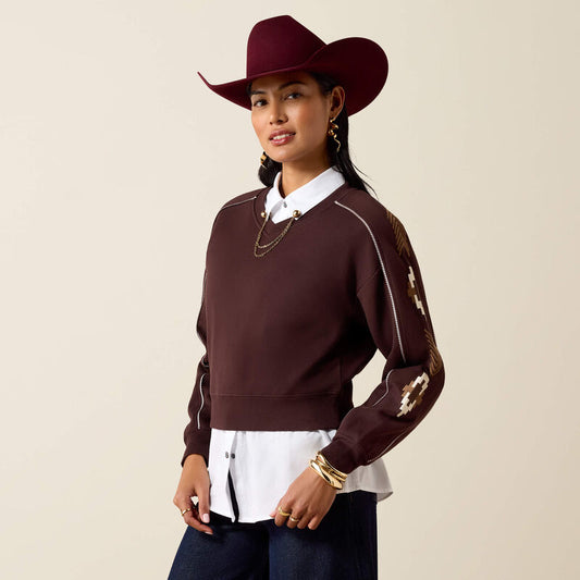 10079673 | ARIAT WOMEN'S DAKOTA SWEATSHIRT - CHOCOLATE PLUM