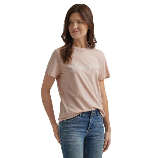 112344134 | WRANGLER WOMEN'S PEACH WHIP HEATHER ROPE LOGO SS T-SHIRT