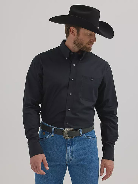 112345802 | WRANGLER MEN'S GEORGE STRAIT NATIONAL PATRIOT SOLID BLACK LS SHIRT
