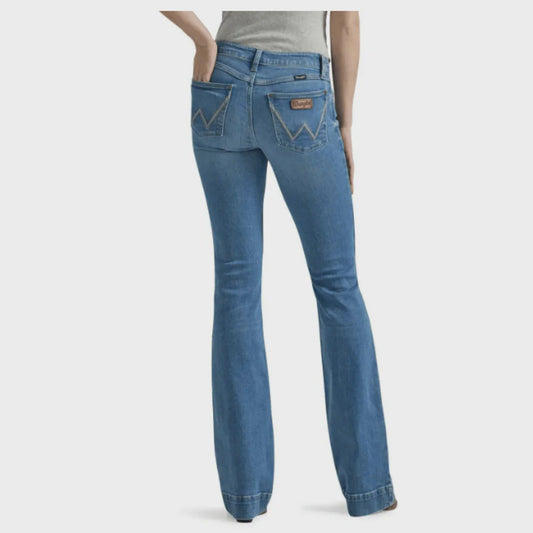 112346617 | WOMEN'S WRANGLER BLUE RETRO MAE MID-RISE TROUSER JEAN