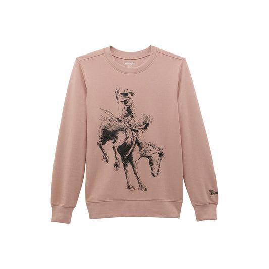 112368906 | WRANGLER WOMEN'S RETRO HORSE RIDING REGULAR FIT CREW SWEATSHIRT - MISTY ROSE