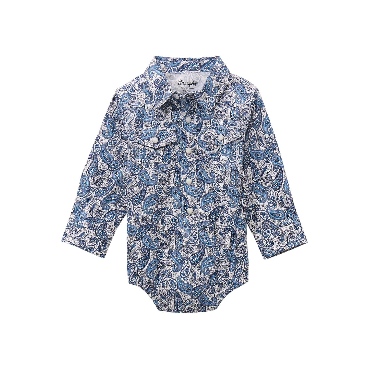 112369536 | WRANGLER BABY BOY BLUE PAISLEY ONESIE