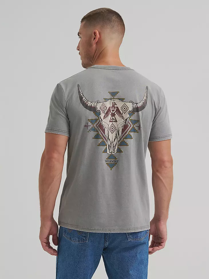 112372848 | WRANGLER MEN'S STEER SKULL SS T-SHIRT - GREY HEATHER