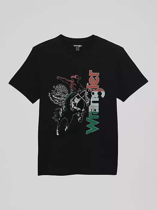 112372977 | WRANGLER BOY'S MEXICO FLAG RIDER S/S T-SHIRT - JET BLACK