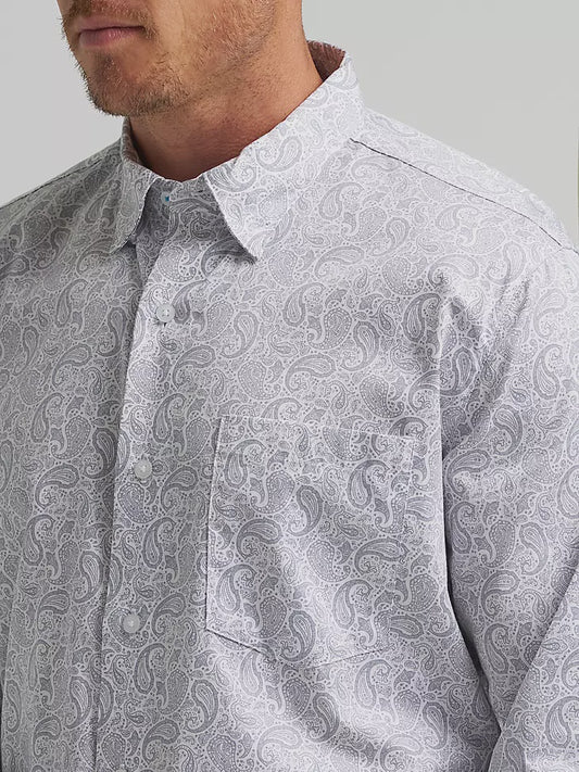 112374476 | WRANGLER MEN'S CODY JOHNSON ONE POCKET PAISLEY L/S SHIRT - CHARCOAL/WHITE