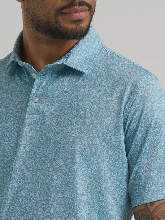 112375265 | WRANGLER MEN'S ALL TERRAIN GEAR PERFORMANCE POLO SHIRT - BLUE PAISLEY