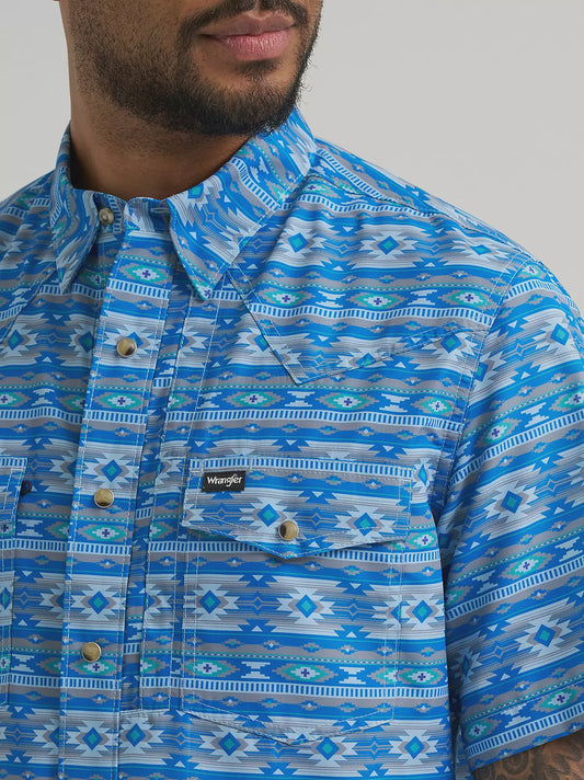 112376288 | WRANGLER MEN'S CHECOTAH ALL TERRAIN GEAR PERFORMANCE S/S SNAP SHIRT -CHECOTAH CERULEAN