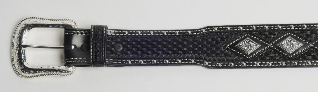1612 | COWBOY CHROME MEN'S BLACK DIAMOND CONCHOS BELT