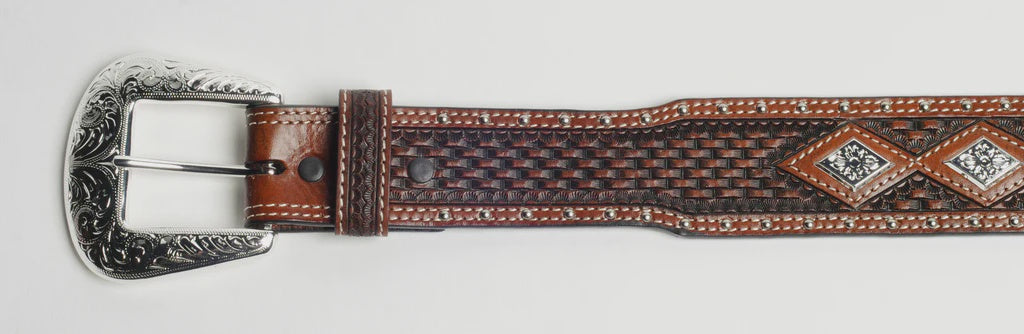 1615 | COWBOY CHROME MEN'S BROWN DIAMOND CONCHOS BELT