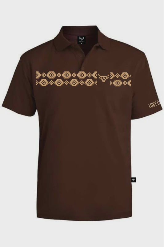 LOST CALF AZTEC POLO DARK BROWN