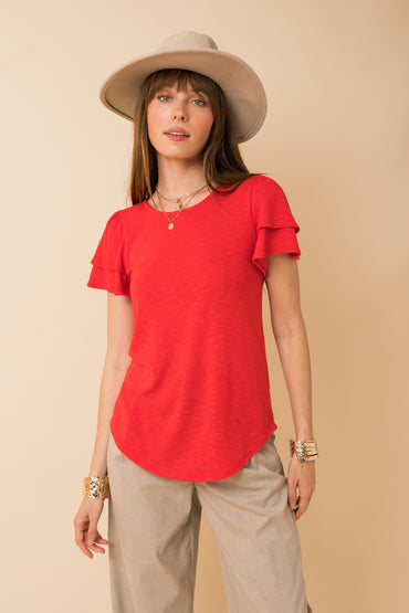 T10232 | WOMENS DOUBLE RUFFLE TOP