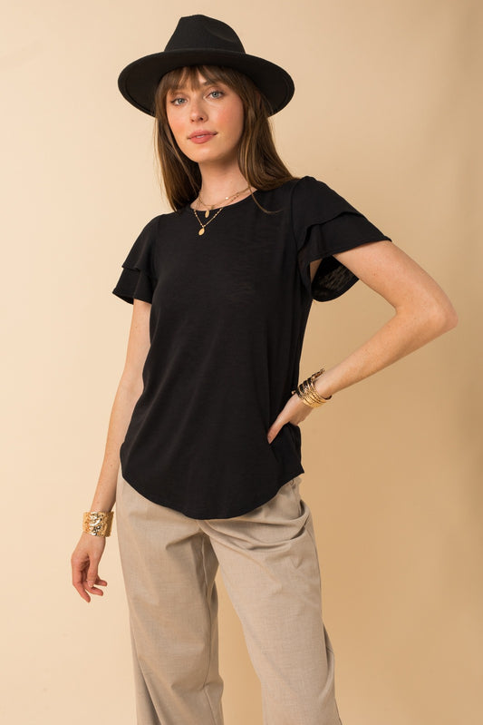 T10232 | WOMENS DOUBLE RUFFLE TOP
