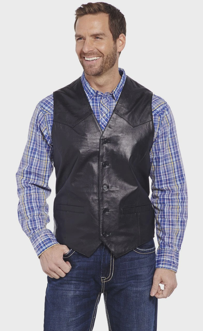 ML3059 | CRIPPLE CREEK MEN'S BLACK LAMB LEATHER VEST