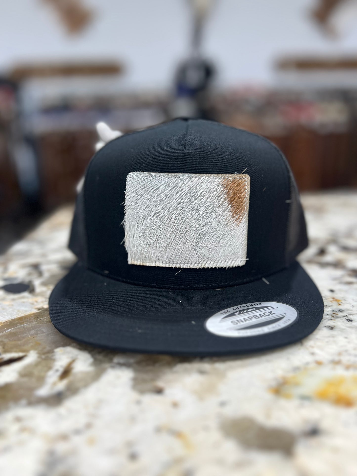*NEW Cowhide Patch Caps