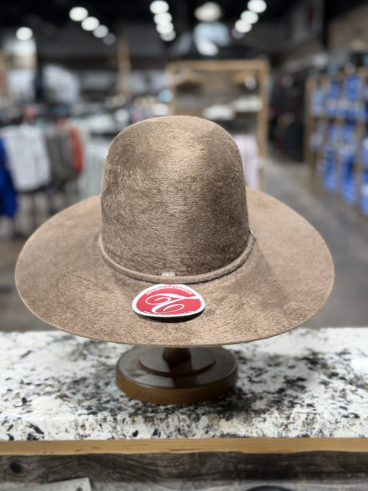 TACCHINOS FELT 10X GRIZZLY MUFLONE OPEN CROWN 4 1/2 INCH BRIM