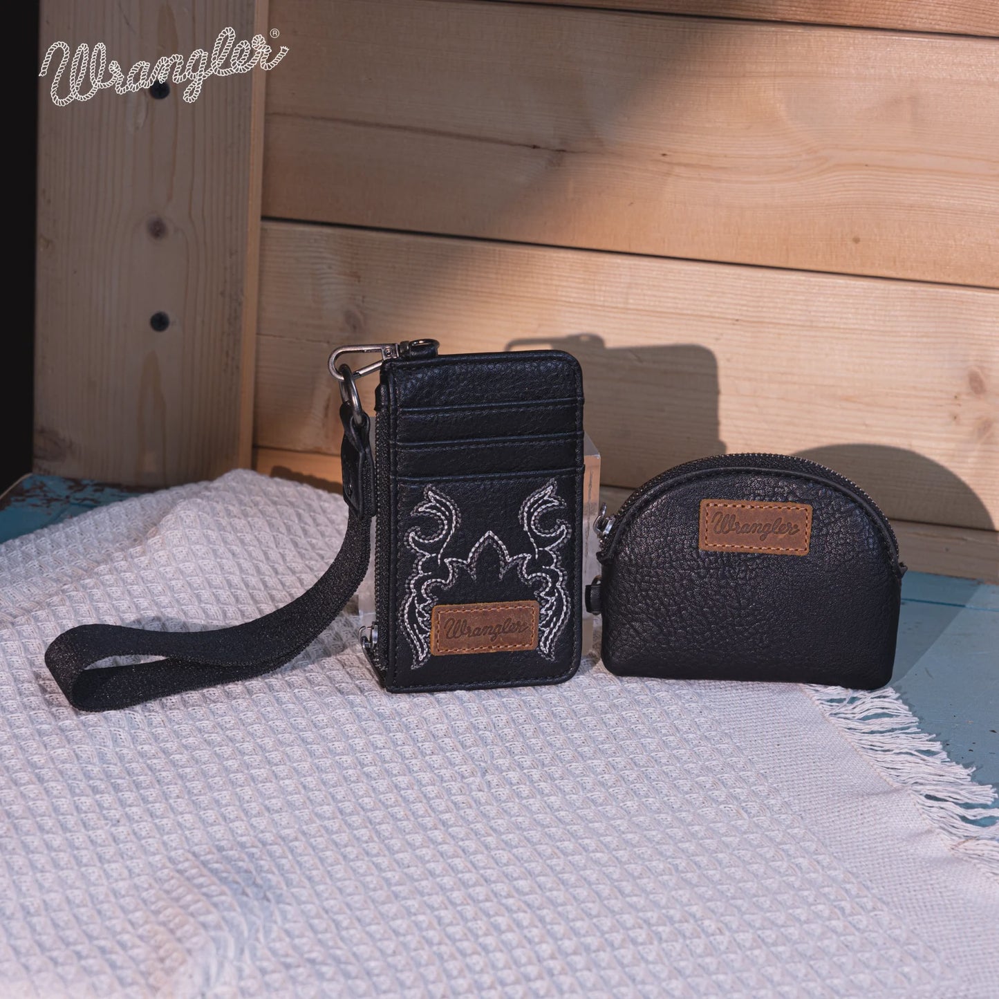 WG145-W007BK | WRANGLER EMBROIDERED 3PC WRISTLET - BLACK